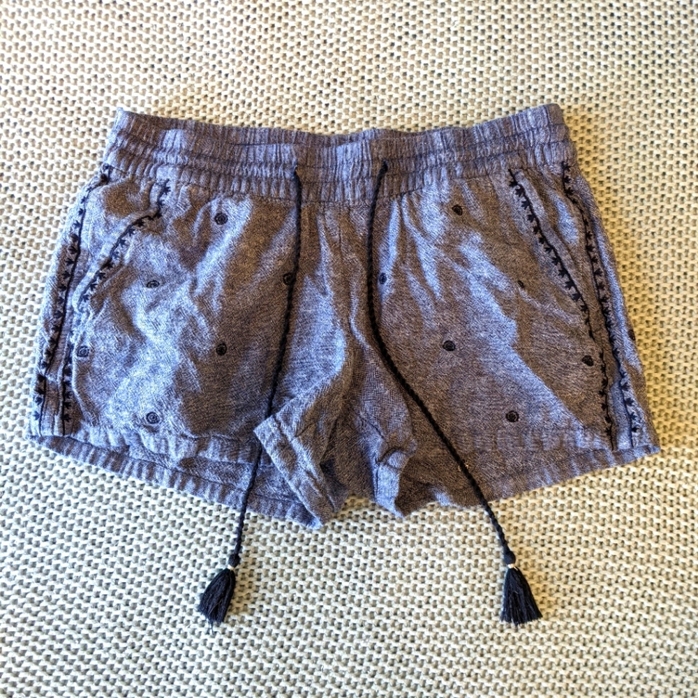 Boho Linen Drawstring Shorts S